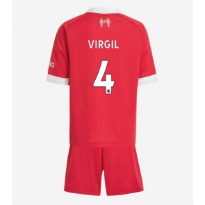 Liverpool Virgil van Dijk #4 Hemmaställ Barn 2025-26 Kortärmad (+ Korta byxor)